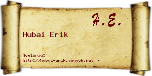 Hubai Erik névjegykártya